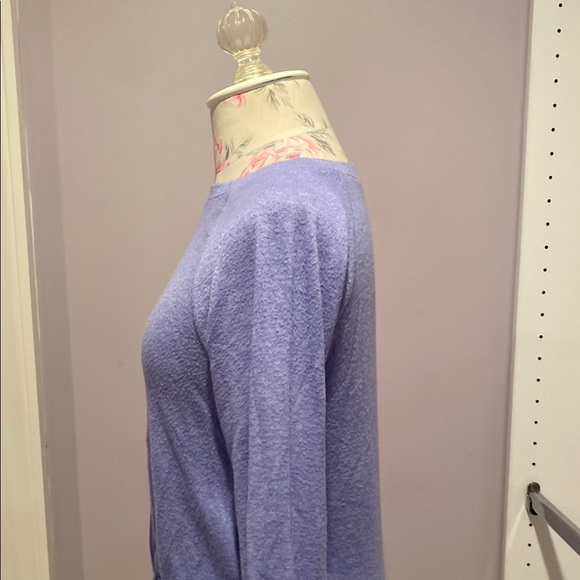 Zella Purple 3/4 Sleeve Tie Front Blouse - Picture 6 of 10